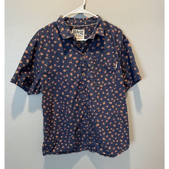 DRAVUS Short Sleeve Button Up Button Down Shirt Floral Print Mens Sz Large - Picture 1 of 4
